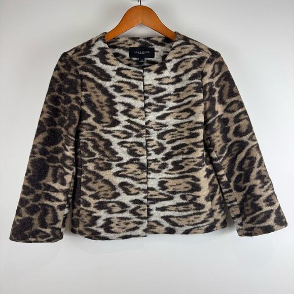 Ann Taylor Jackets & Blazers - Ann Taylor Virgin Wool Blend Brown Leopard Print Jacket XS